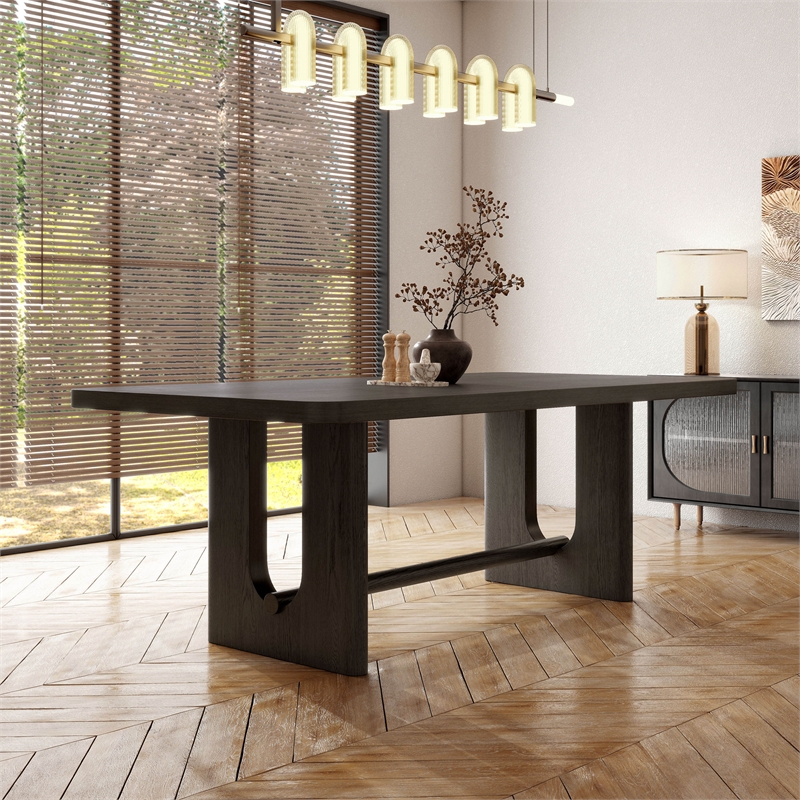 Furniture of America Lizena Solid Wood Rectangular Dining Table in Ash Gray