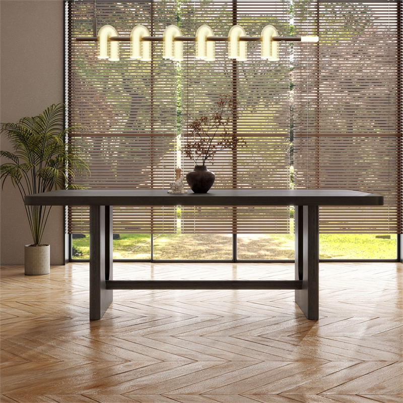 Furniture of America Lizena Solid Wood Rectangular Dining Table in Ash Gray