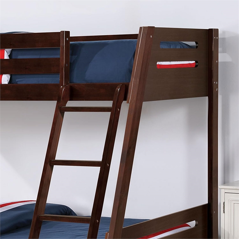 Furniture of America Challen 2-Drawer Wood Twin over Full Bunk Bed in Espresso