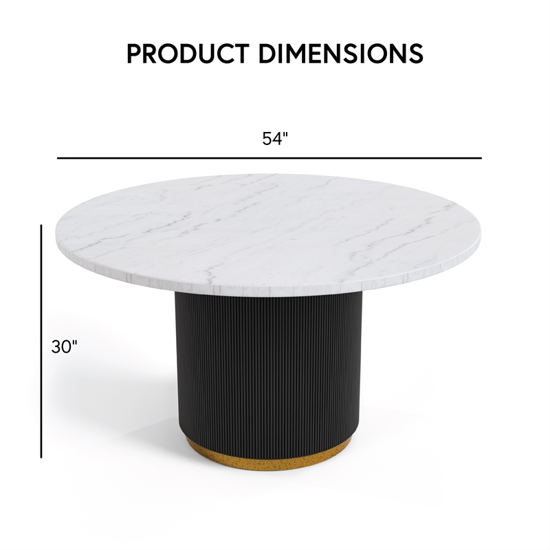 Furniture of America Dramun Marble Top Round Dining Table in White