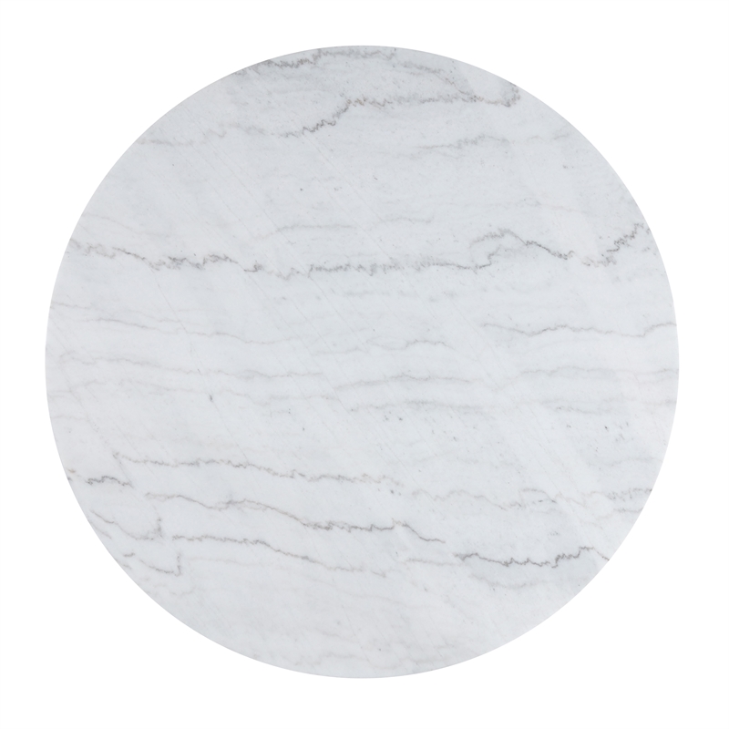 Furniture of America Dramun Marble Top Round Dining Table in White