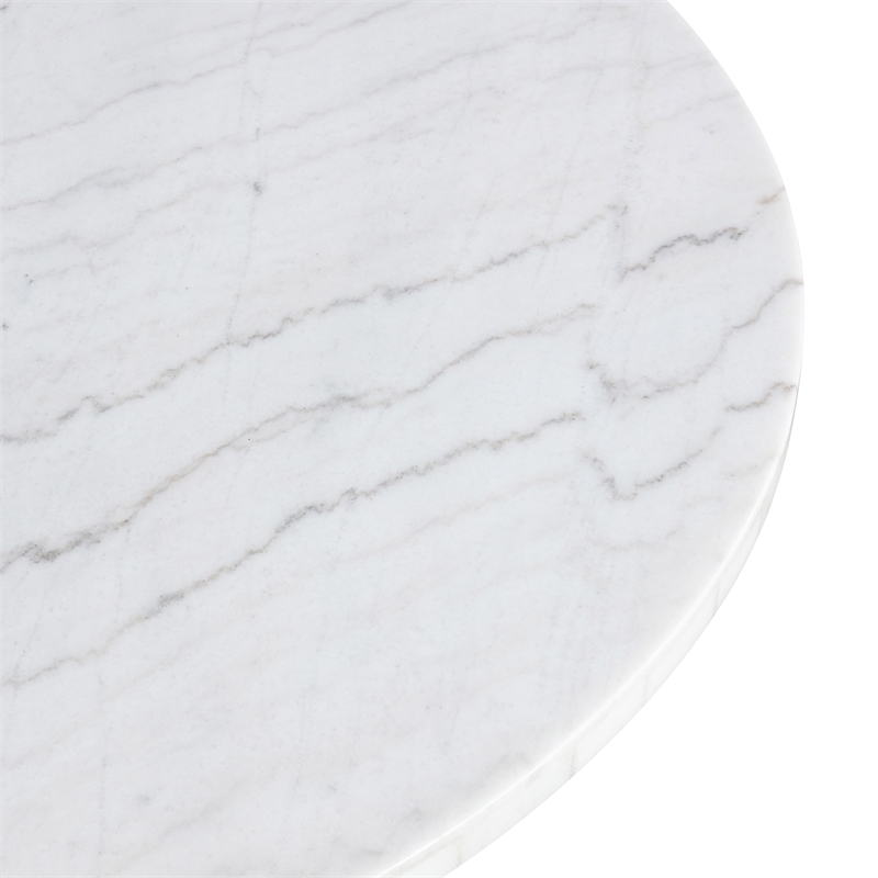 Furniture of America Dramun Marble Top Round Dining Table in White