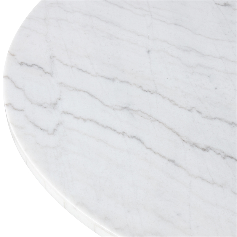 Furniture of America Dramun Marble Top Round Dining Table in White