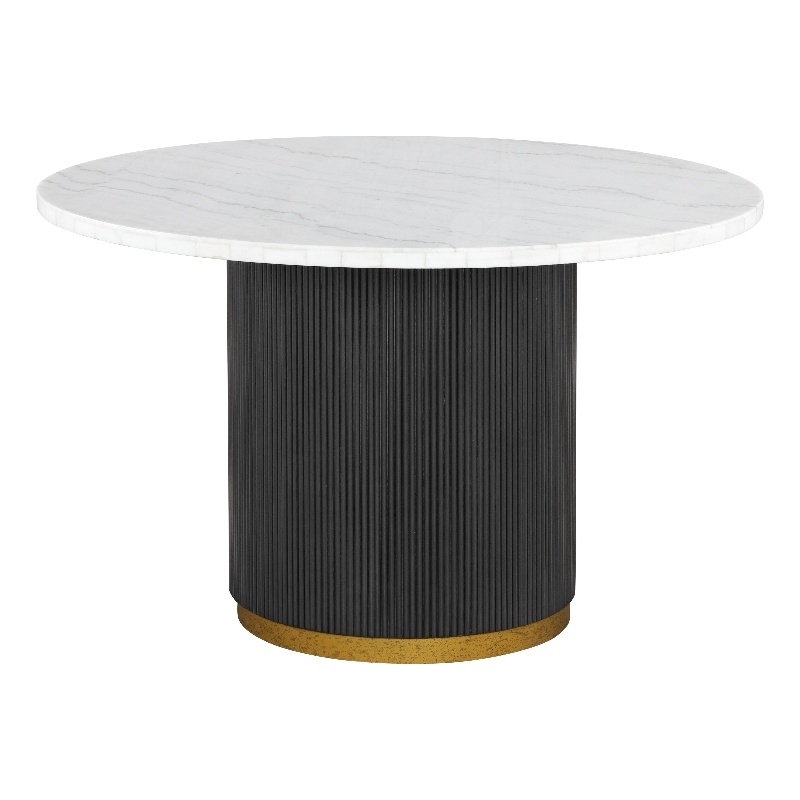 Furniture of America Dramun Marble Top Round Dining Table in White