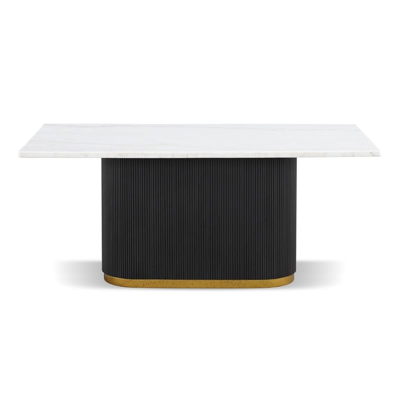 Furniture of America Dramun Marble Top Rectangular Dining Table in White