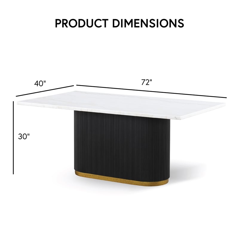Furniture of America Dramun Marble Top Rectangular Dining Table in White