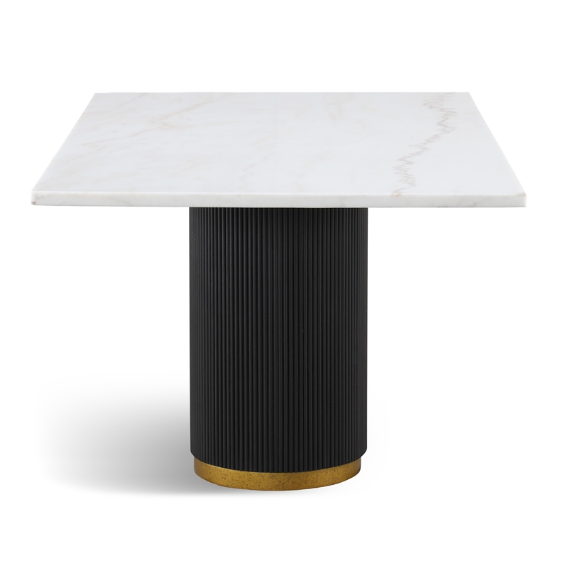Furniture of America Dramun Marble Top Rectangular Dining Table in White