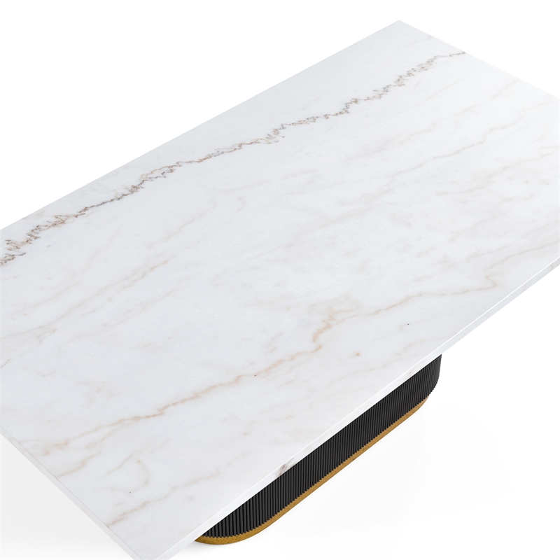 Furniture of America Dramun Marble Top Rectangular Dining Table in White