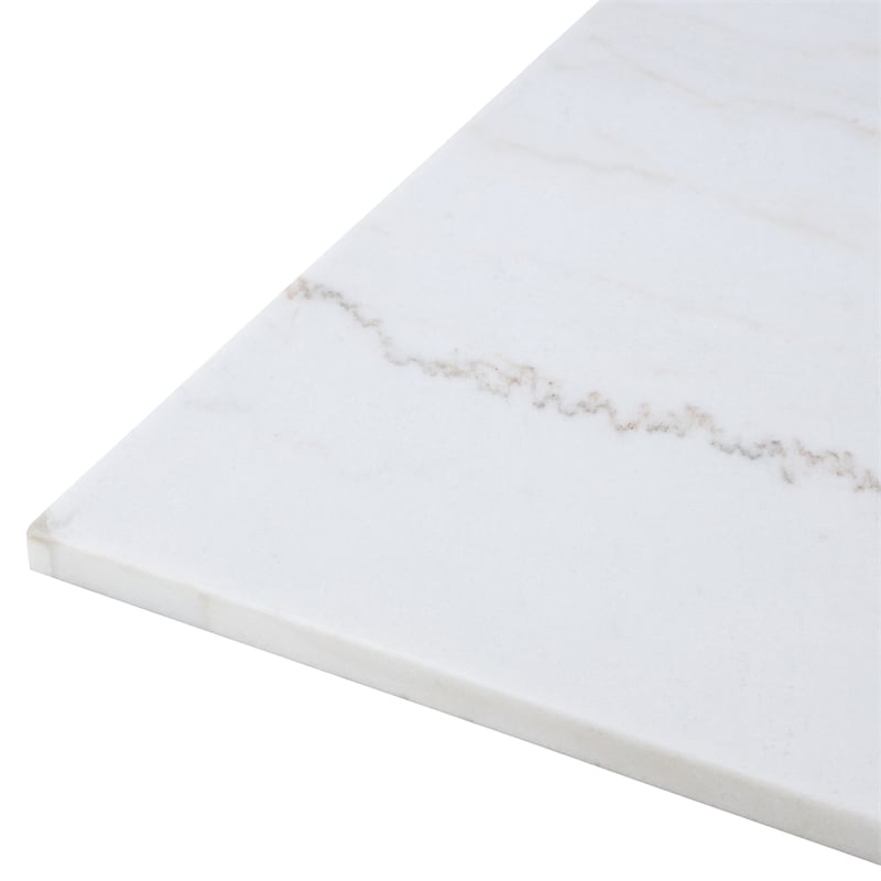 Furniture of America Dramun Marble Top Rectangular Dining Table in White