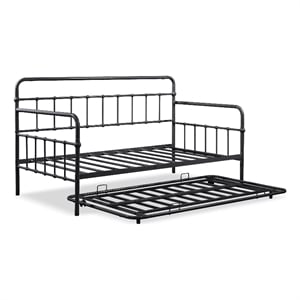 Furniture of America Falfinny Metal Daybed with Trundle in Black