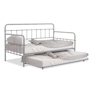 Furniture of America Falfinny Metal Daybed with Trundle in Silver