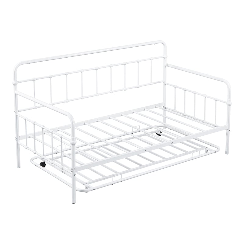 Furniture of America Falfinny Metal Daybed with Trundle in White