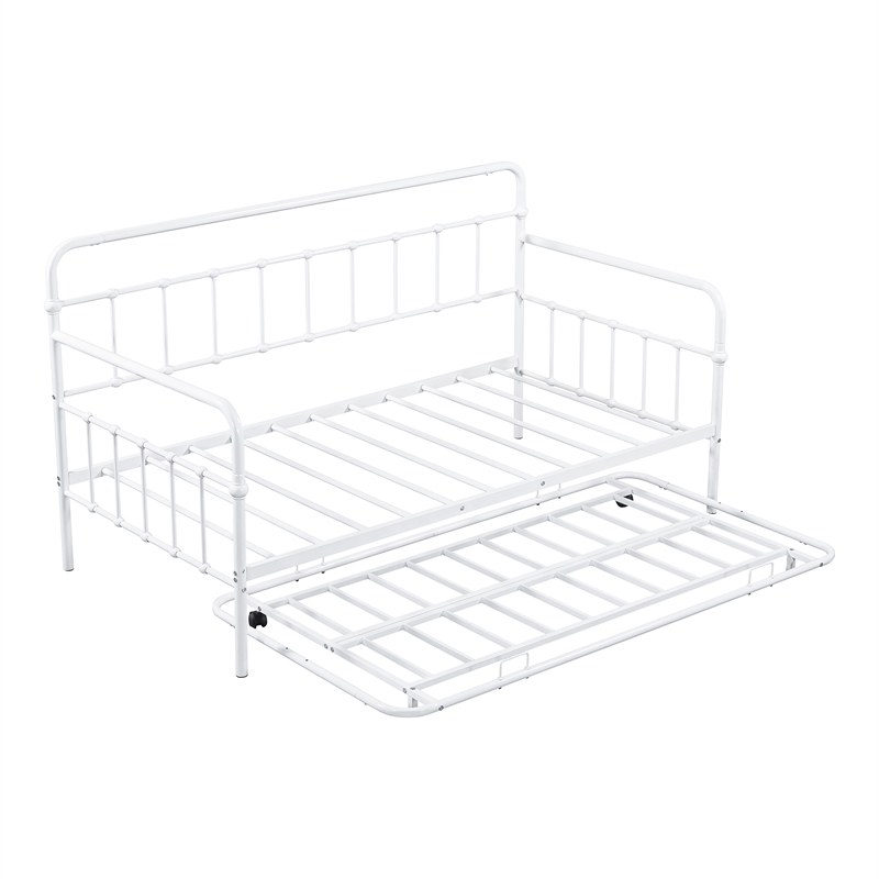 Furniture of America Falfinny Metal Daybed with Trundle in White