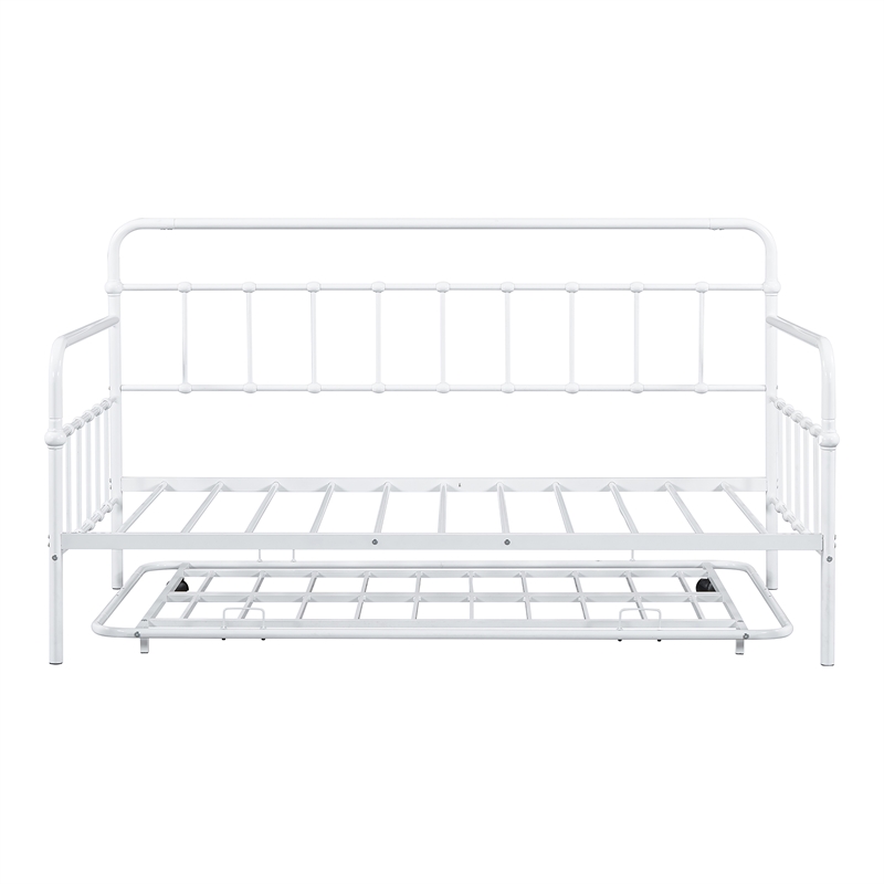 Furniture of America Falfinny Metal Daybed with Trundle in White