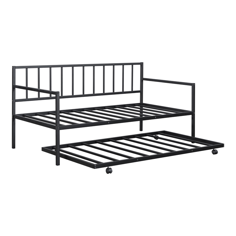 Furniture of America Malady Metal Daybed with Trundle in Black