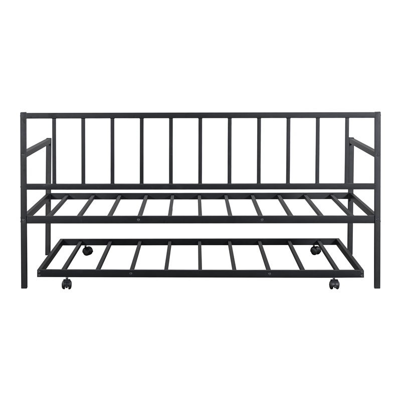 Furniture of America Malady Metal Daybed with Trundle in Black