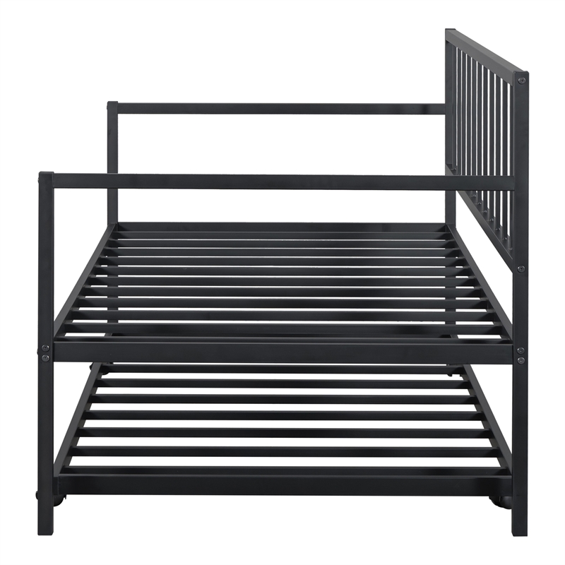 Furniture of America Malady Metal Daybed with Trundle in Black
