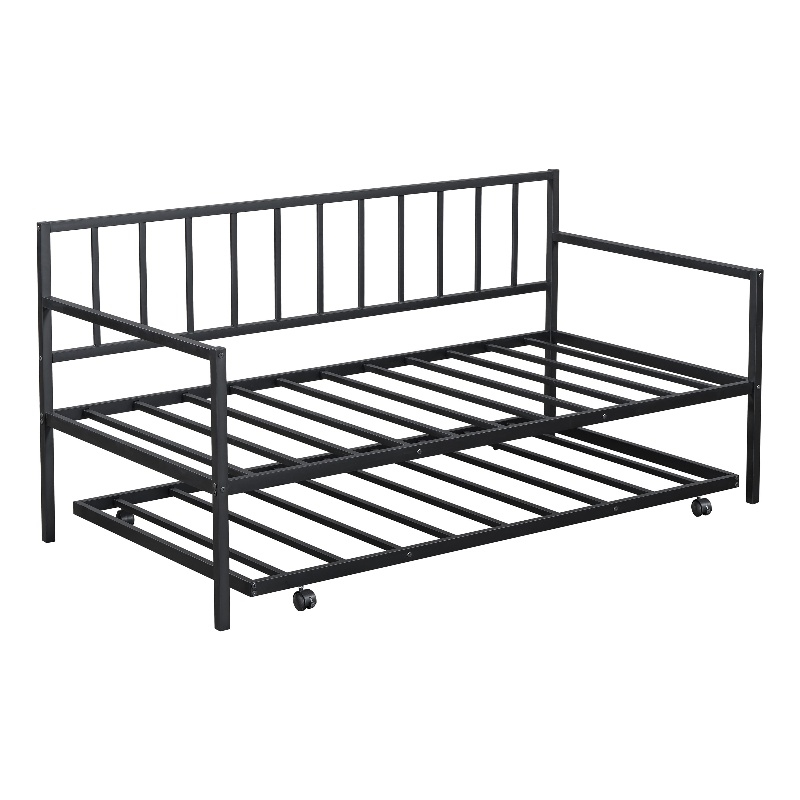 Furniture of America Malady Metal Daybed with Trundle in Black