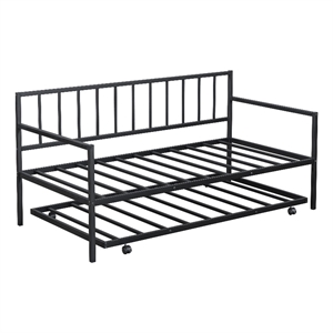 Furniture of America Malady Metal Daybed with Trundle in Black