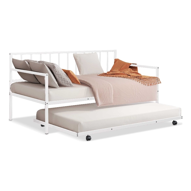 Furniture of America Malady Metal Daybed with Trundle in White