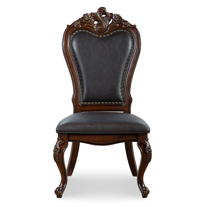 Furniture of America Albernit Faux Leather Side Chairs in Dark Cherry (Set of 2)