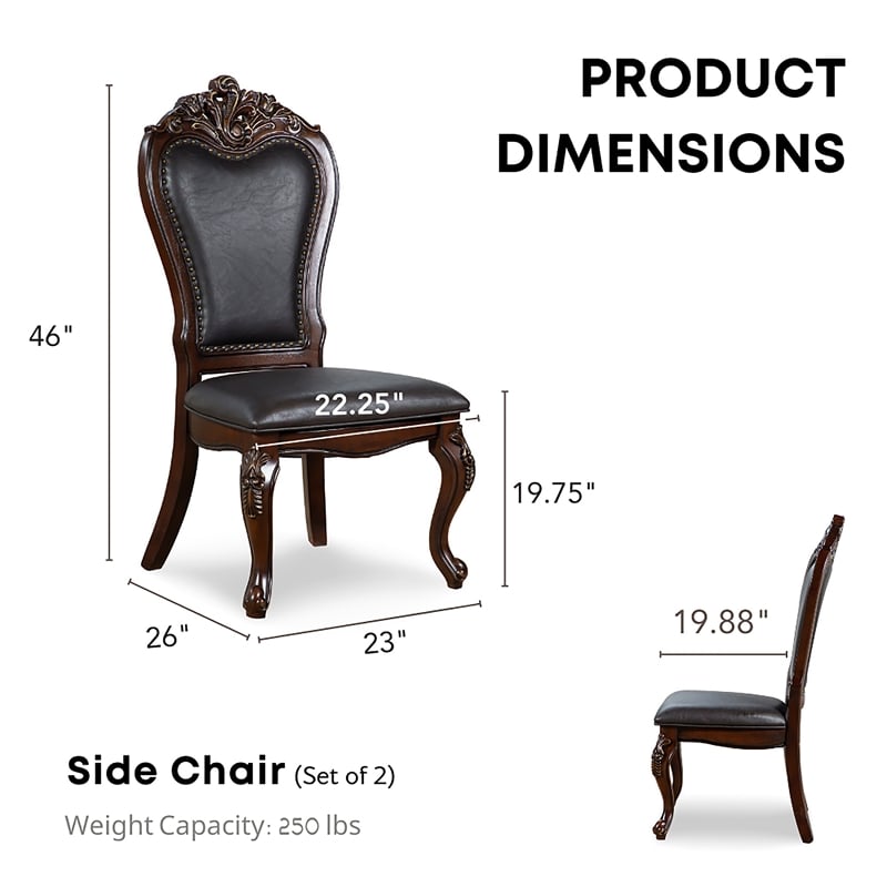 Furniture of America Albernit Faux Leather Side Chairs in Dark Cherry (Set of 2)