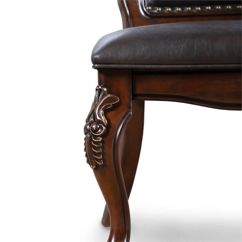 Furniture of America Albernit Faux Leather Side Chairs in Dark Cherry (Set of 2)