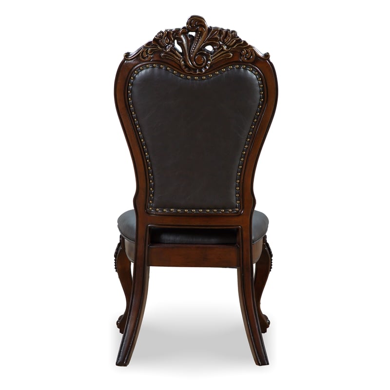 Furniture of America Albernit Faux Leather Side Chairs in Dark Cherry (Set of 2)