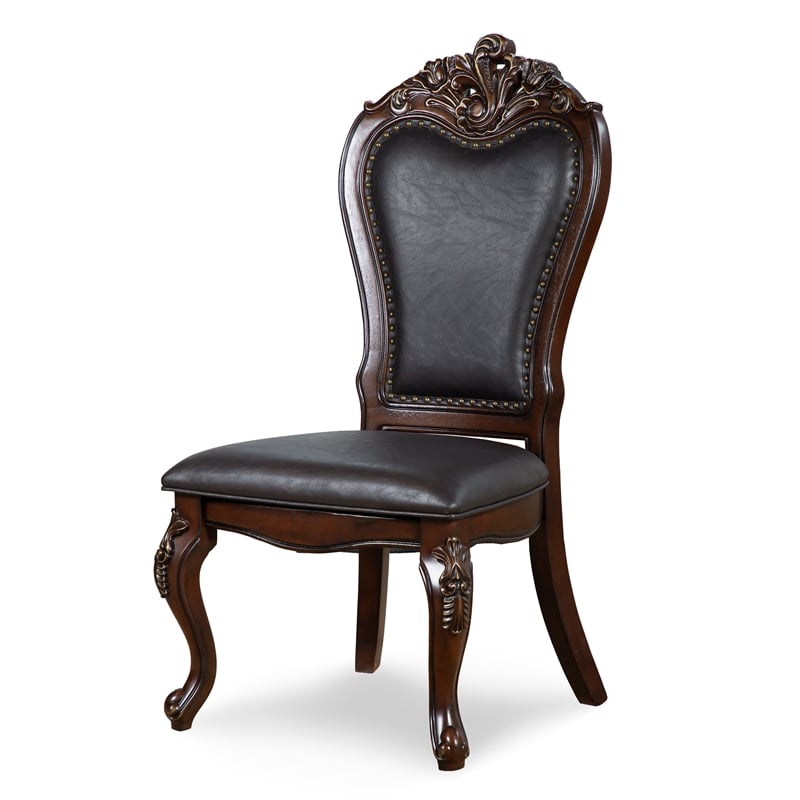 Furniture of America Albernit Faux Leather Side Chairs in Dark Cherry (Set of 2)