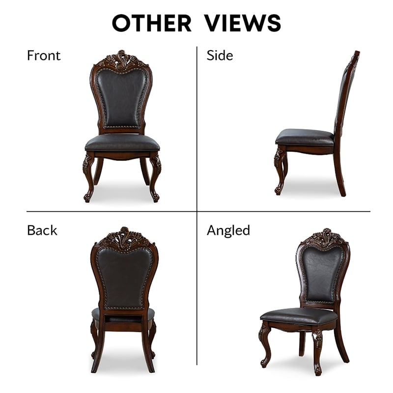 Furniture of America Albernit Faux Leather Side Chairs in Dark Cherry (Set of 2)