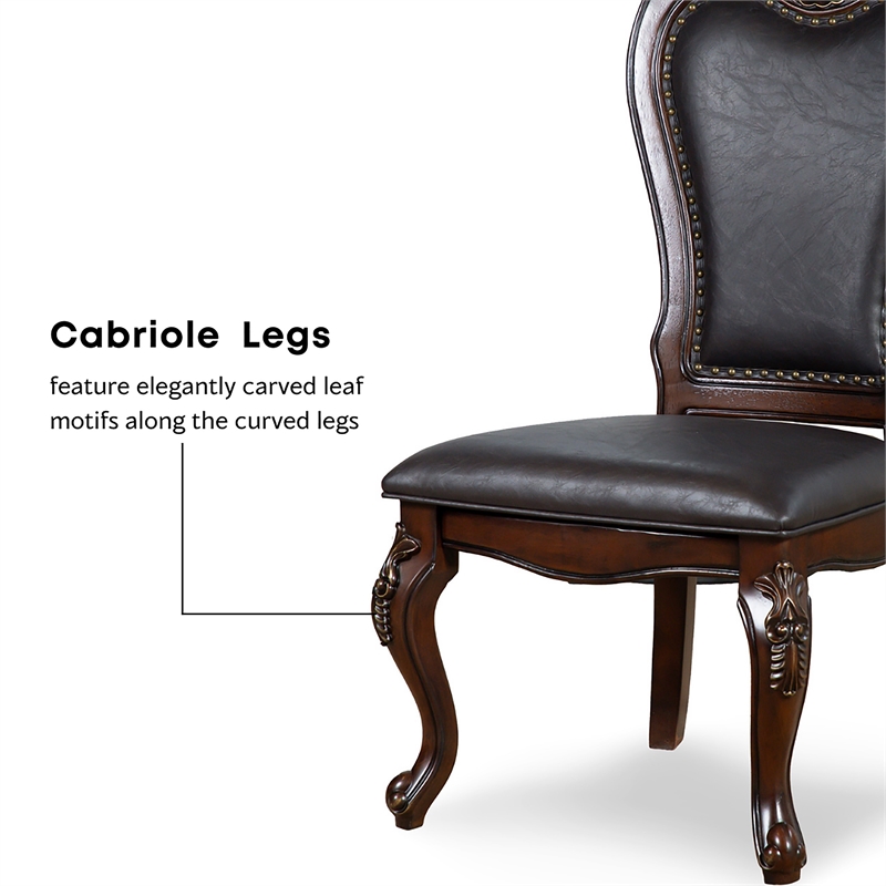 Furniture of America Albernit Faux Leather Side Chairs in Dark Cherry (Set of 2)