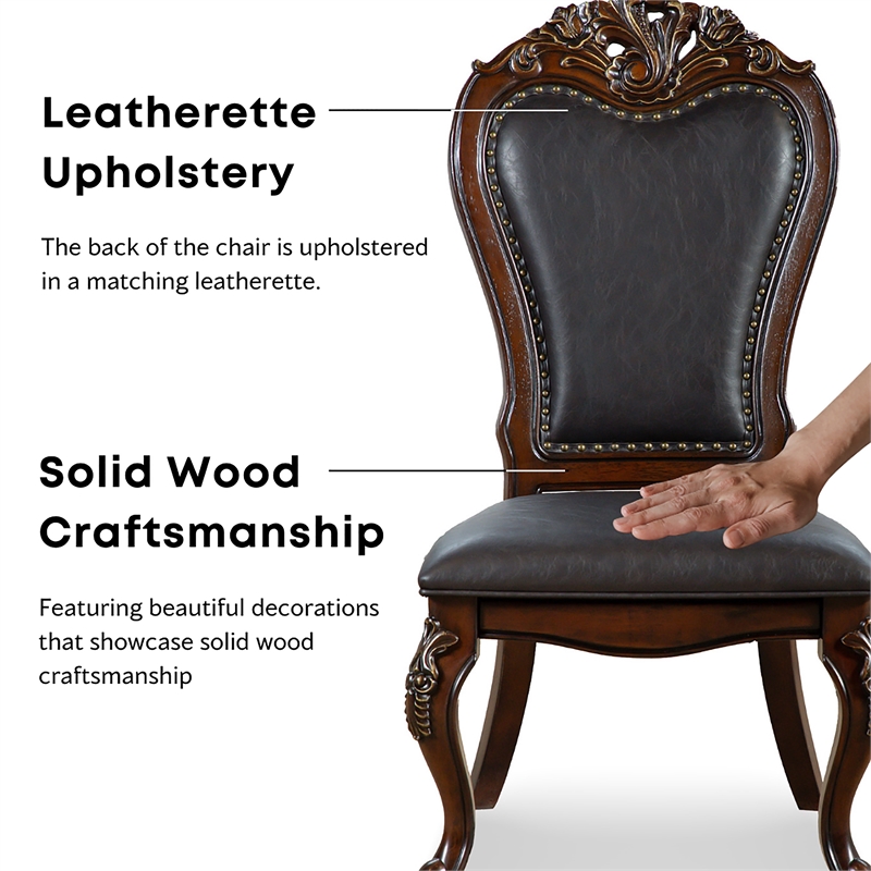 Furniture of America Albernit Faux Leather Side Chairs in Dark Cherry (Set of 2)