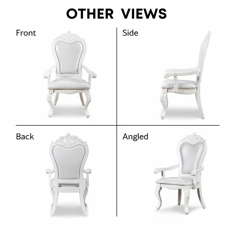 Furniture of America Albernit Faux Leather Arm Chairs in White (Set of 2)