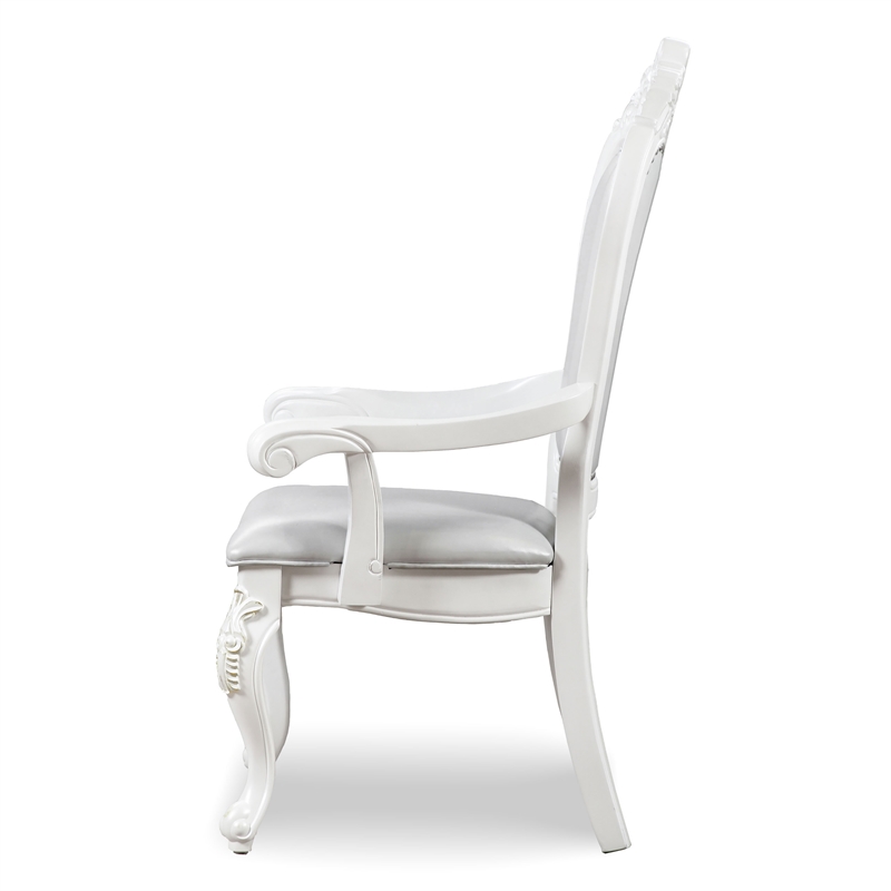 Furniture of America Albernit Faux Leather Arm Chairs in White (Set of 2)