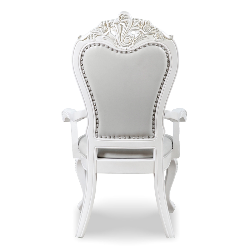 Furniture of America Albernit Faux Leather Arm Chairs in White (Set of 2)