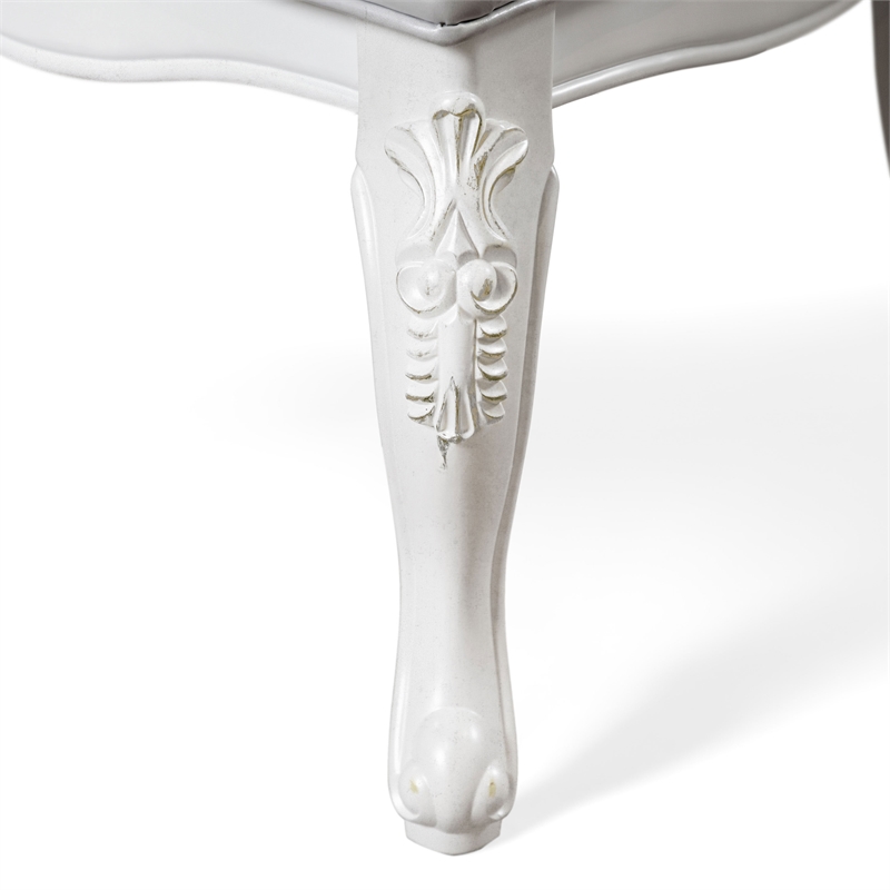 Furniture of America Albernit Faux Leather Arm Chairs in White (Set of 2)