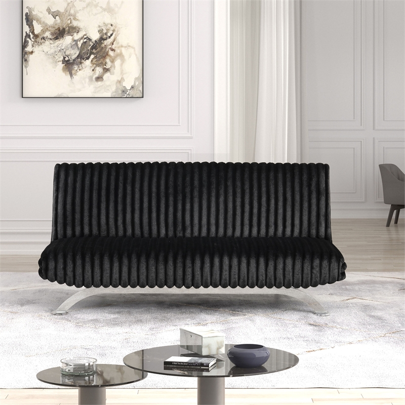 Furniture of America Sturon Upholstered Fabric Futon Sofa Bed in Black