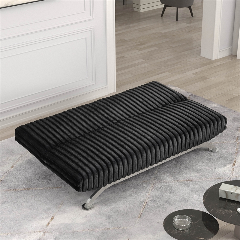 Furniture of America Sturon Upholstered Fabric Futon Sofa Bed in Black