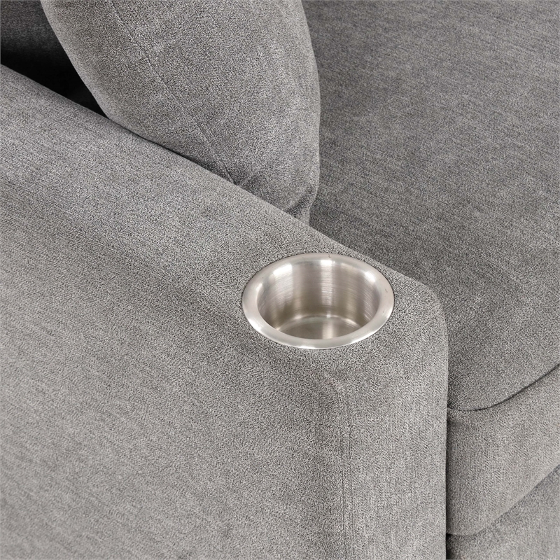Furniture of America Chatell Fabric Cup Holders Sleeper Sofa Sectional in Gray