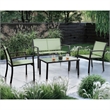 Furniture of America Seuton Metal Frame 4-Piece Patio Sling Set in Green