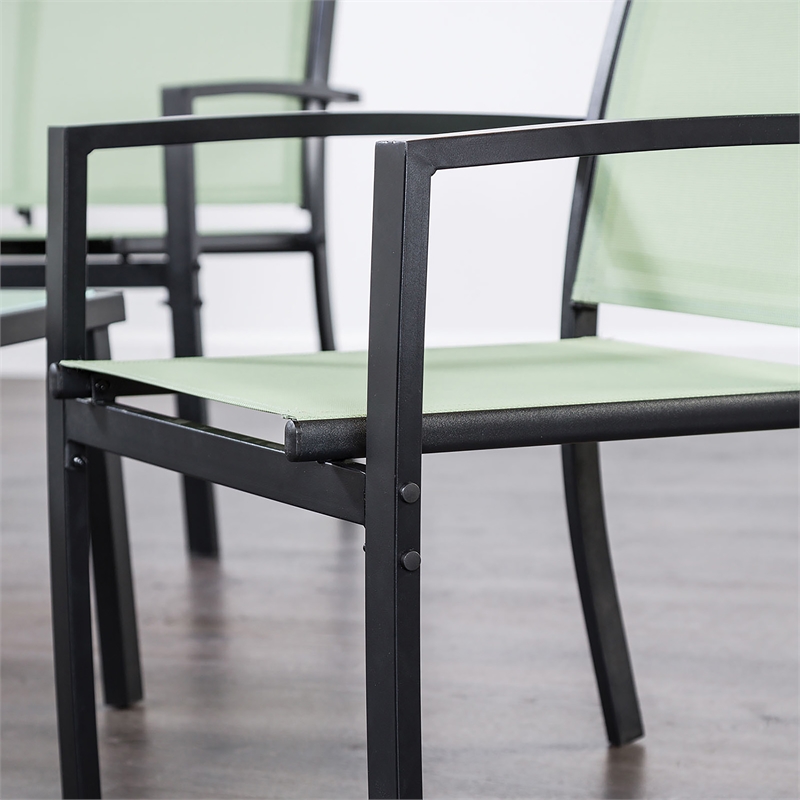 Furniture of America Seuton Metal Frame 4-Piece Patio Sling Set in Green