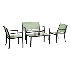 Furniture of America Seuton Metal Frame 4-Piece Patio Sling Set in Green