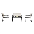 Furniture of America Seuton Metal Frame 4-Piece Patio Sling Set in Light Brown