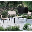 Furniture of America Seuton Metal Frame 4-Piece Patio Sling Set in Light Brown