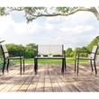 Furniture of America Seuton Metal Frame 4-Piece Patio Sling Set in Light Brown