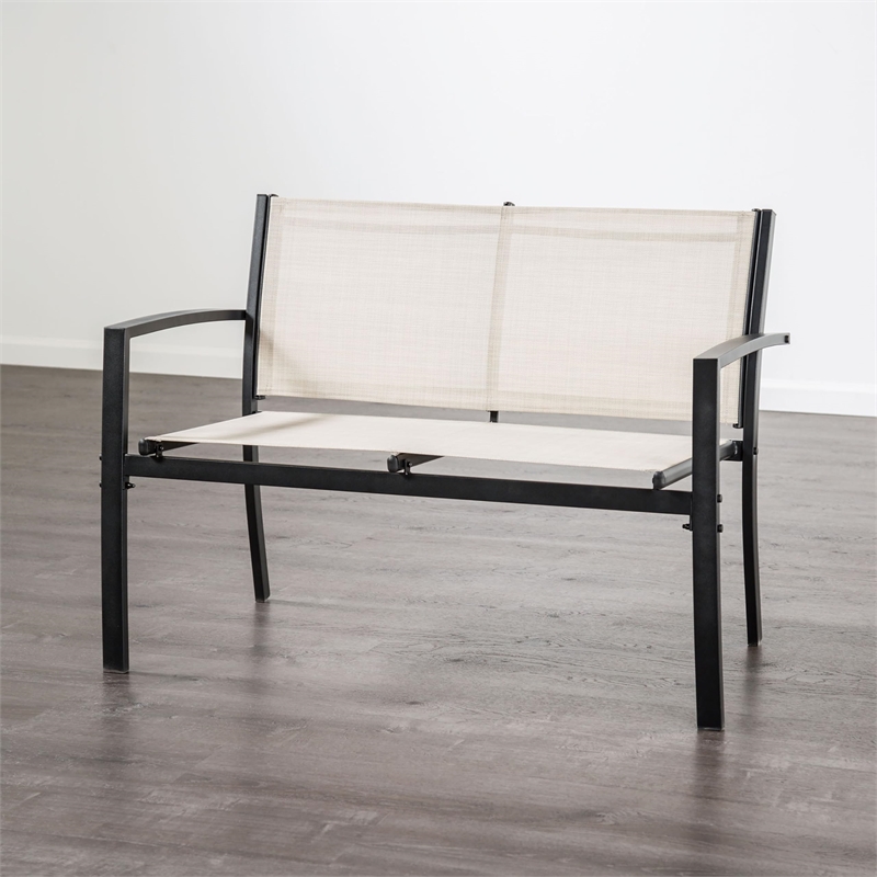 Furniture of America Seuton Metal Frame 4-Piece Patio Sling Set in Light Brown