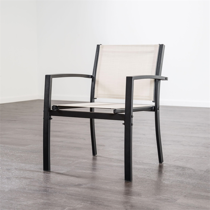 Furniture of America Seuton Metal Frame 4-Piece Patio Sling Set in Light Brown