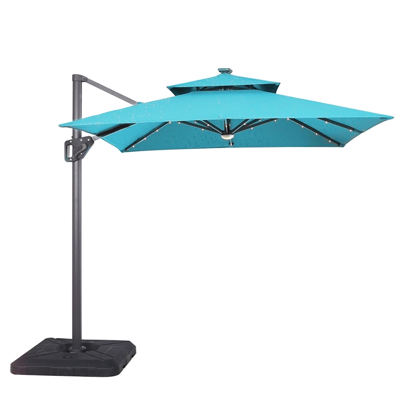 Furniture of America Ballenda Aluminum LED 8' Teal Double Top Square Umbrella