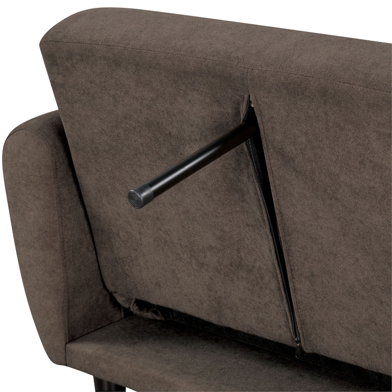 Furniture of America Kittle Fabric Padded Futon Sofa with USB Ports in Brown