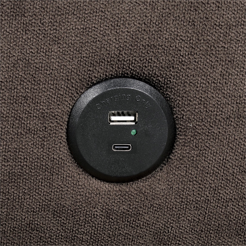 Furniture of America Kittle Fabric Padded Futon Sofa with USB Ports in Brown